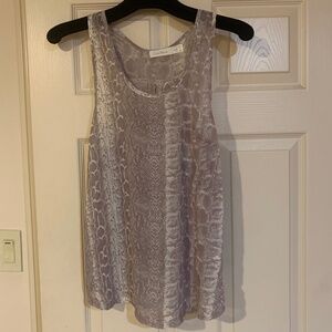 Costa Blanca Taupe/Beige Snakeprint Sheer Sleeveless Top sz M